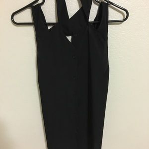 Black Collared Button Down Tank
